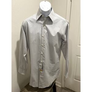 Club Room Mens Regular Fit Shirt Check Size Small (14-14.5) Color: Harbor Mist